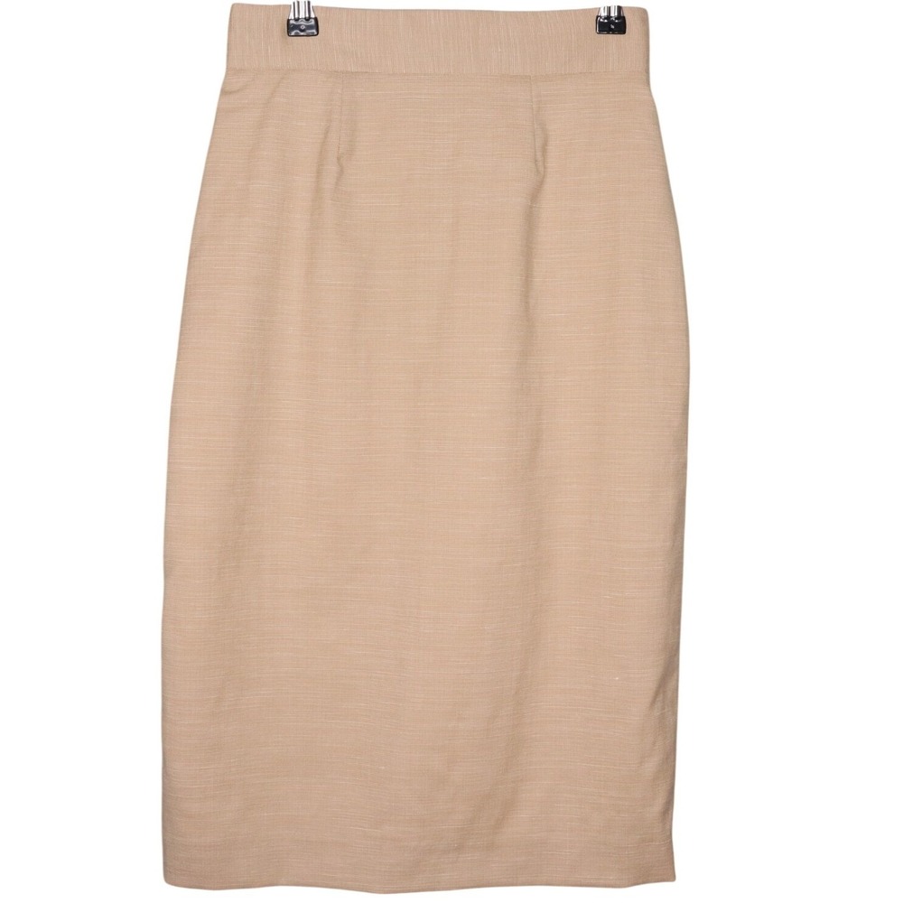 Peter Som Womens Beige Virgin Wool Linen Blend Pencil Skirt Size 2 Office Casual - Picture 1 of 7